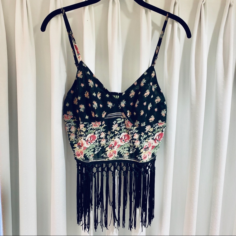 rehab desertbound fringe crop tank